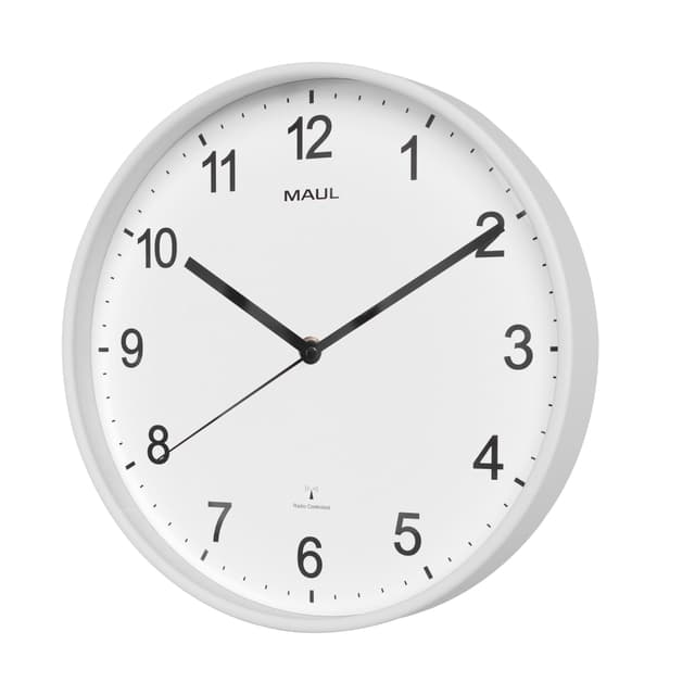 Wandklok MAUL Sprint RC Ø30x5cm kunststof wit/wit incl batterij 2