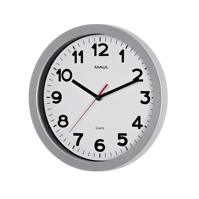 Wandklok MAUL Step Quartz Ø30x5cm kunststof zilver/wit stildraaiend 2