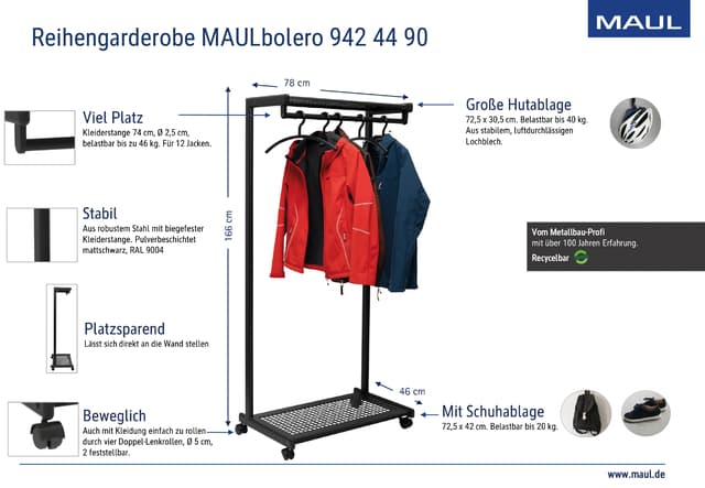 Garderoberek MAUL Bolero 166x78x46cm mobiel 6