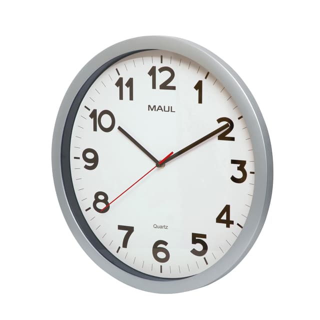 Wandklok MAUL Step Quartz Ø40x5cm kunststof zilver/wit stildraaiend 2