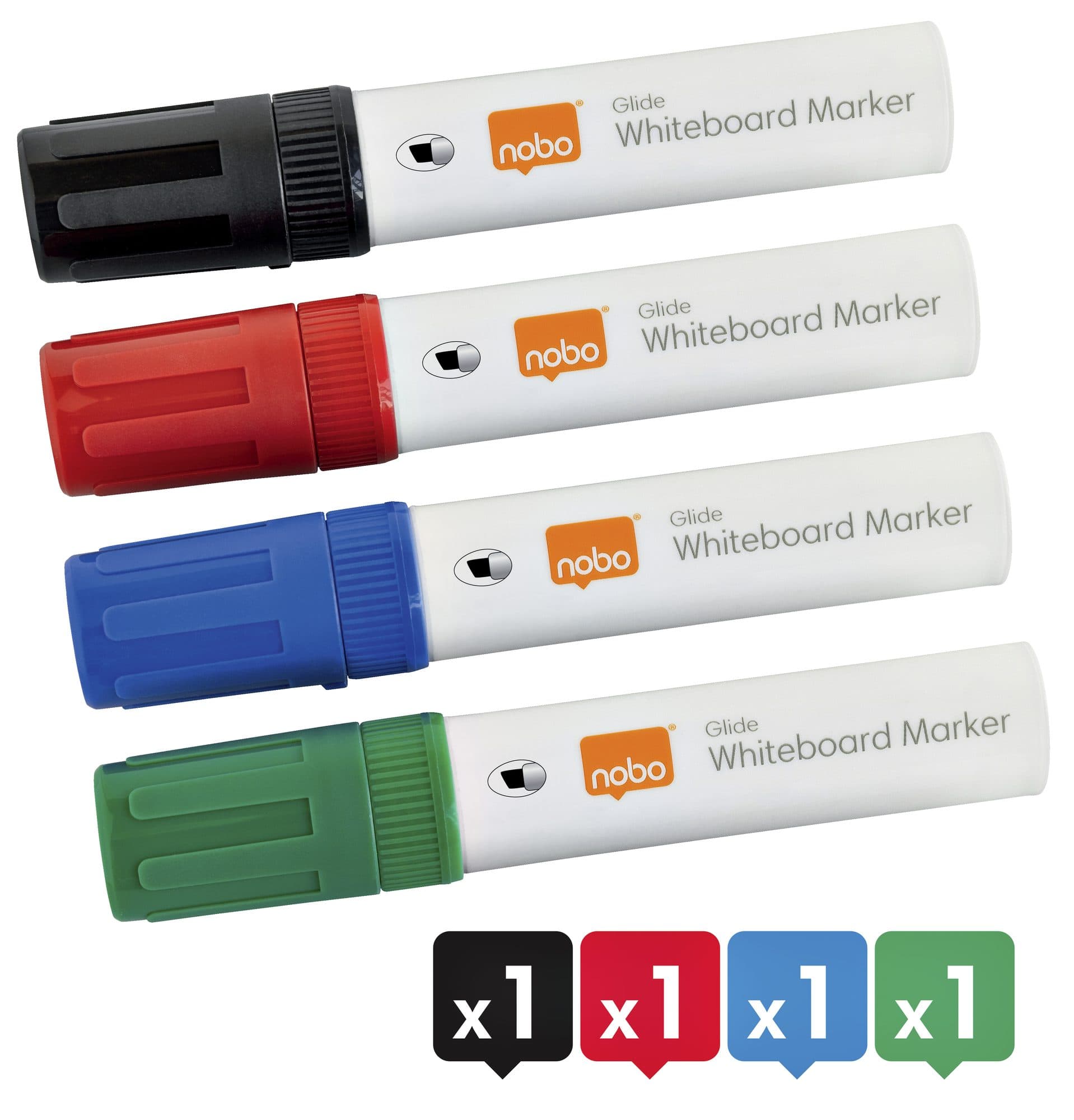 Whiteboardmarker Nobo Glide schuin assorti 10mm 4stuks 2
