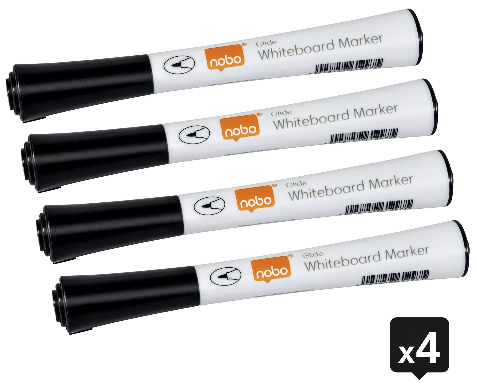 Whiteboardmarker Nobo Glide fijn zwart 1mm 4stuks 2