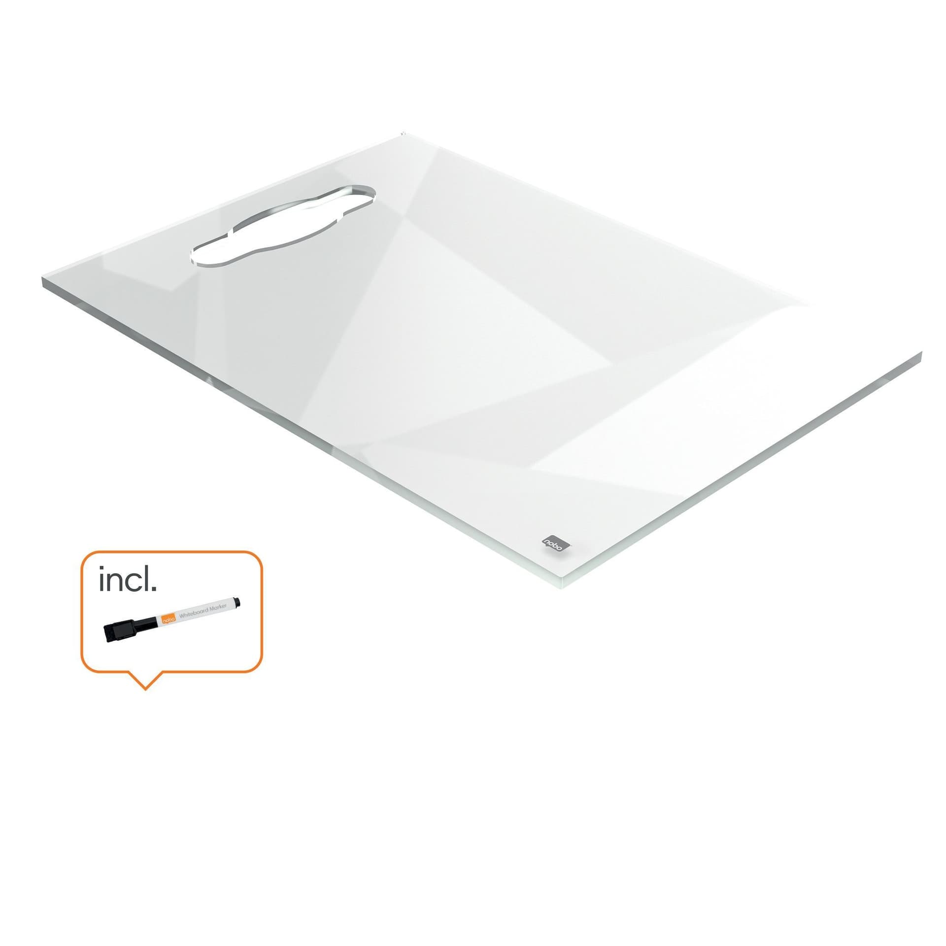 Notitiebord Nobo transparant acryl met handgreep A4 3