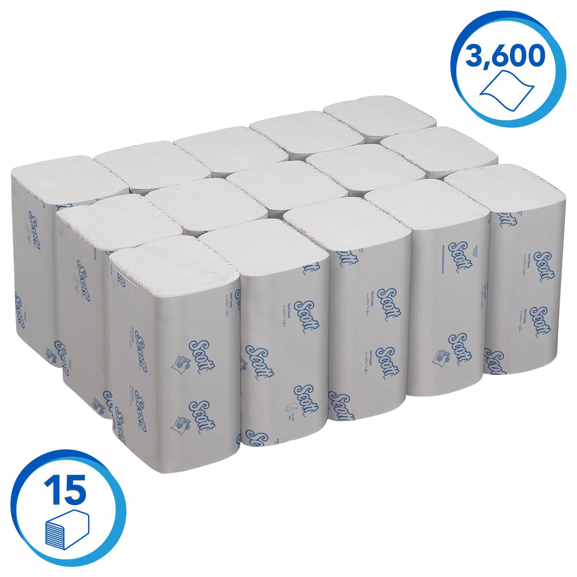 Handdoek Scott Essential i-vouw 1-laags 200x318mm 15x240 vel wit 6669 2