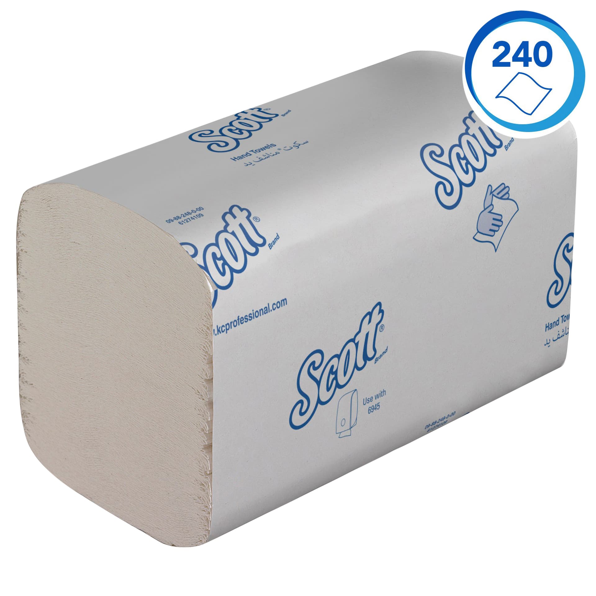 Handdoek Scott Essential i-vouw 1-laags 200x318mm 15x240 vel wit 6669 3