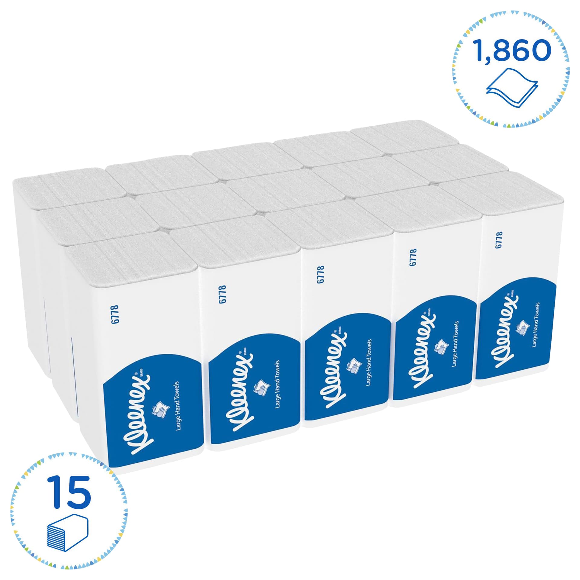 Handdoek Kleenex Ultra i-vouw 2-laags 215x318mm 15x124 vel wit 6778 2