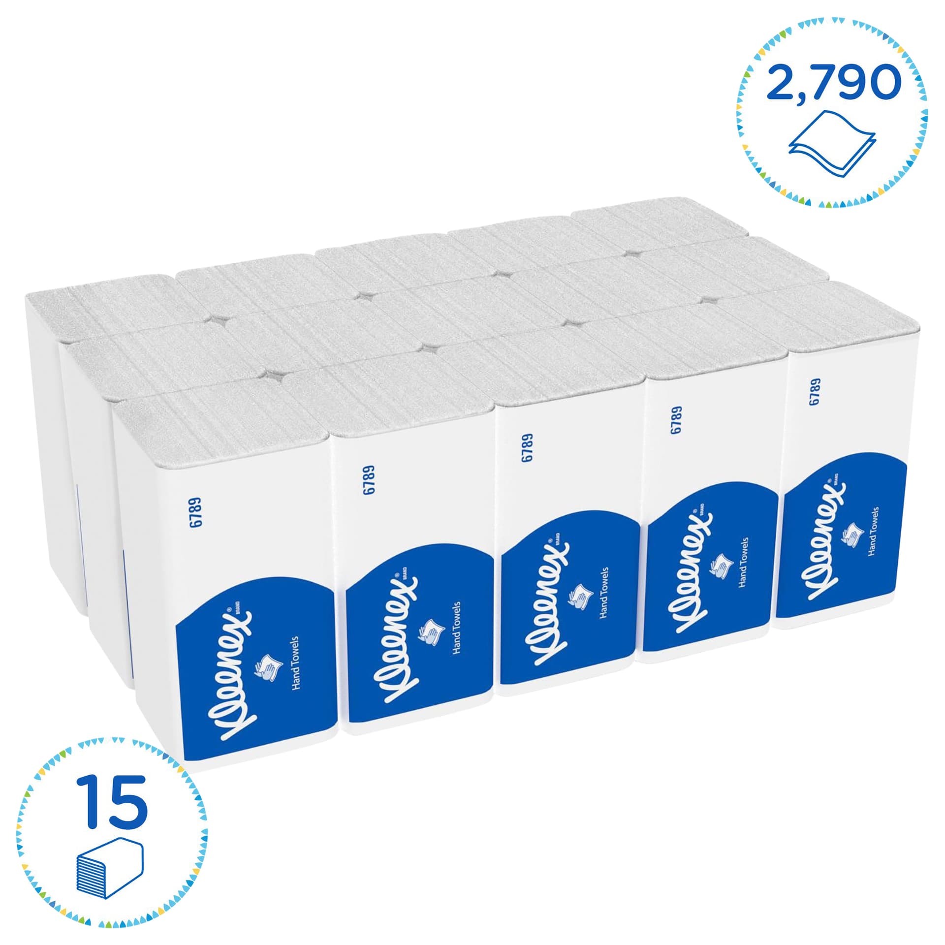 Handdoek Kleenex i-vouw 2-laags 215x212mm 15x186 vel wit 6789 2