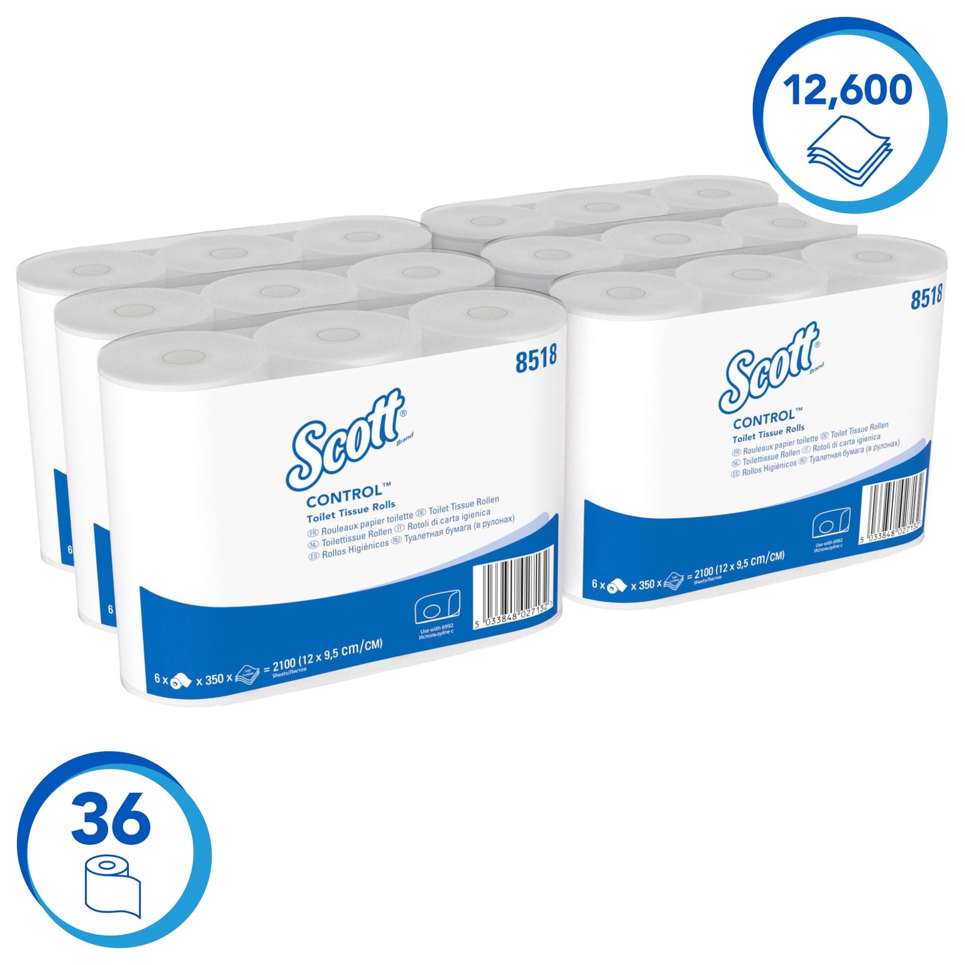 Toiletpapier Scott Control 3-laags 350 vel wit 8518 2