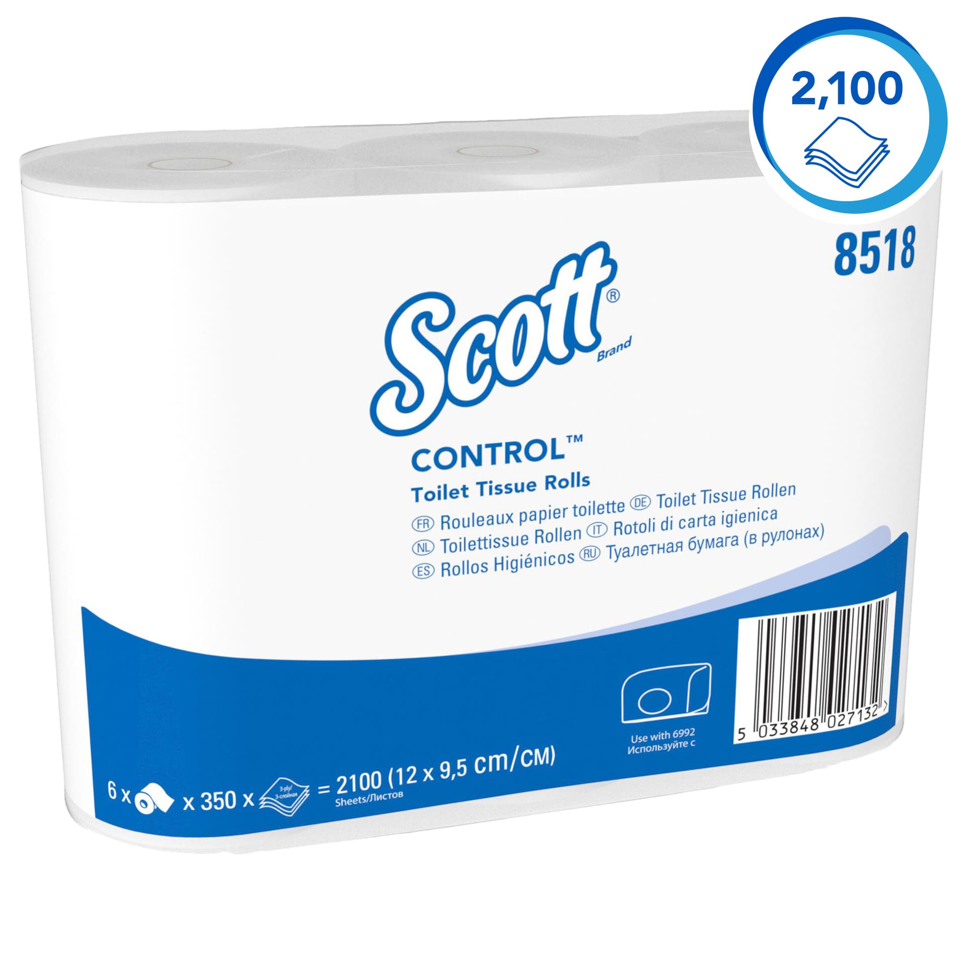 Toiletpapier Scott Control 3-laags 350 vel wit 8518 3