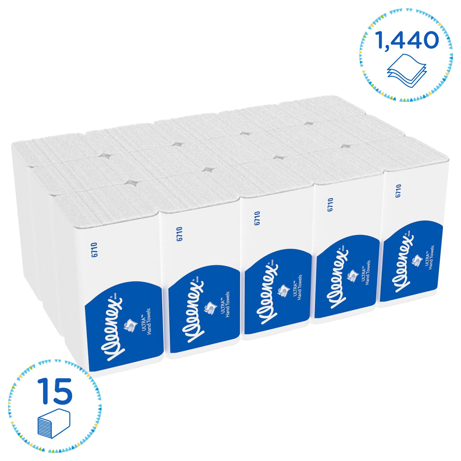 Handdoek Kleenex Ultra i-vouw 3-laags 215x318mm 15x96 vel wit 6710 2