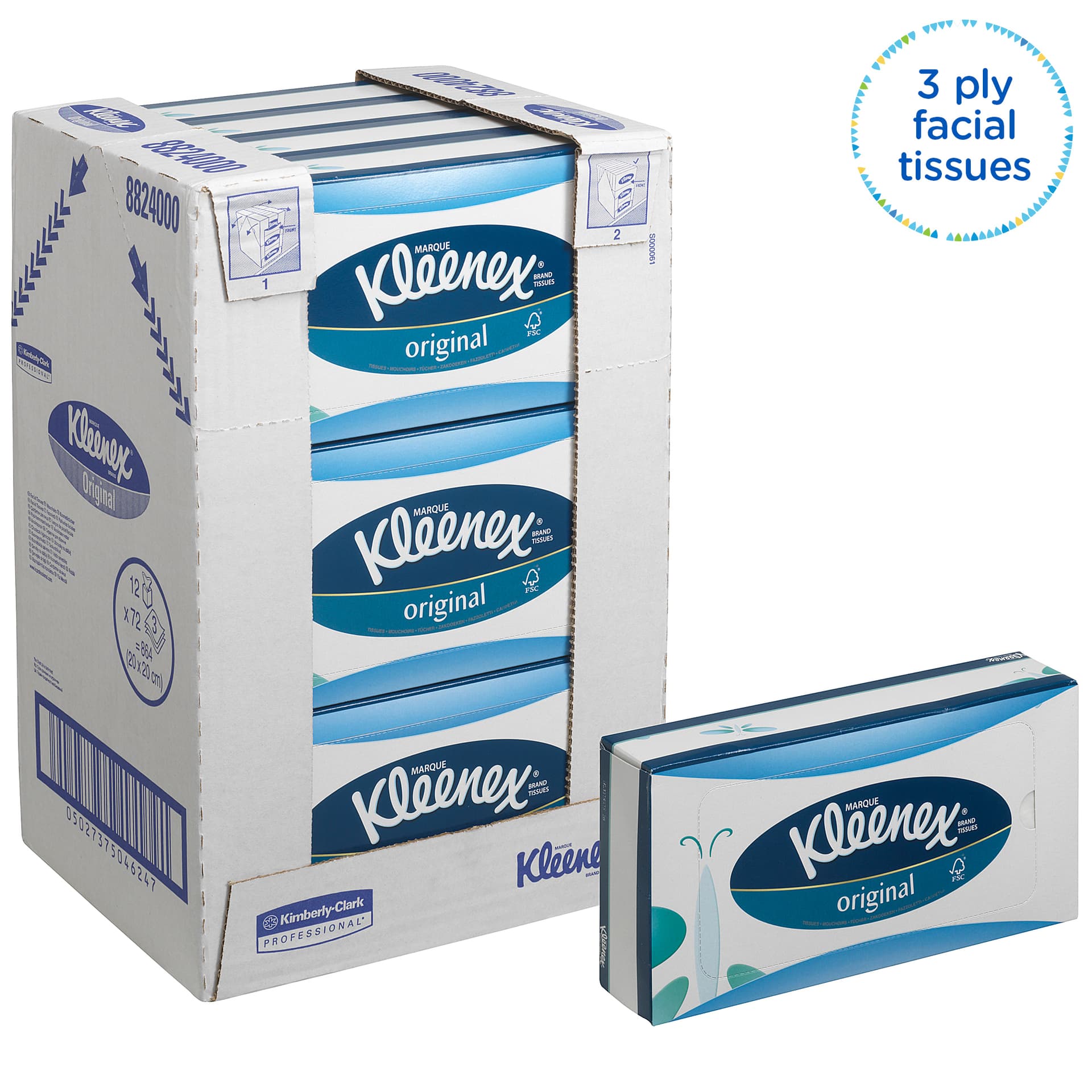 Facial tissues Kleenex 3-laags 72 vel wit 8824 5