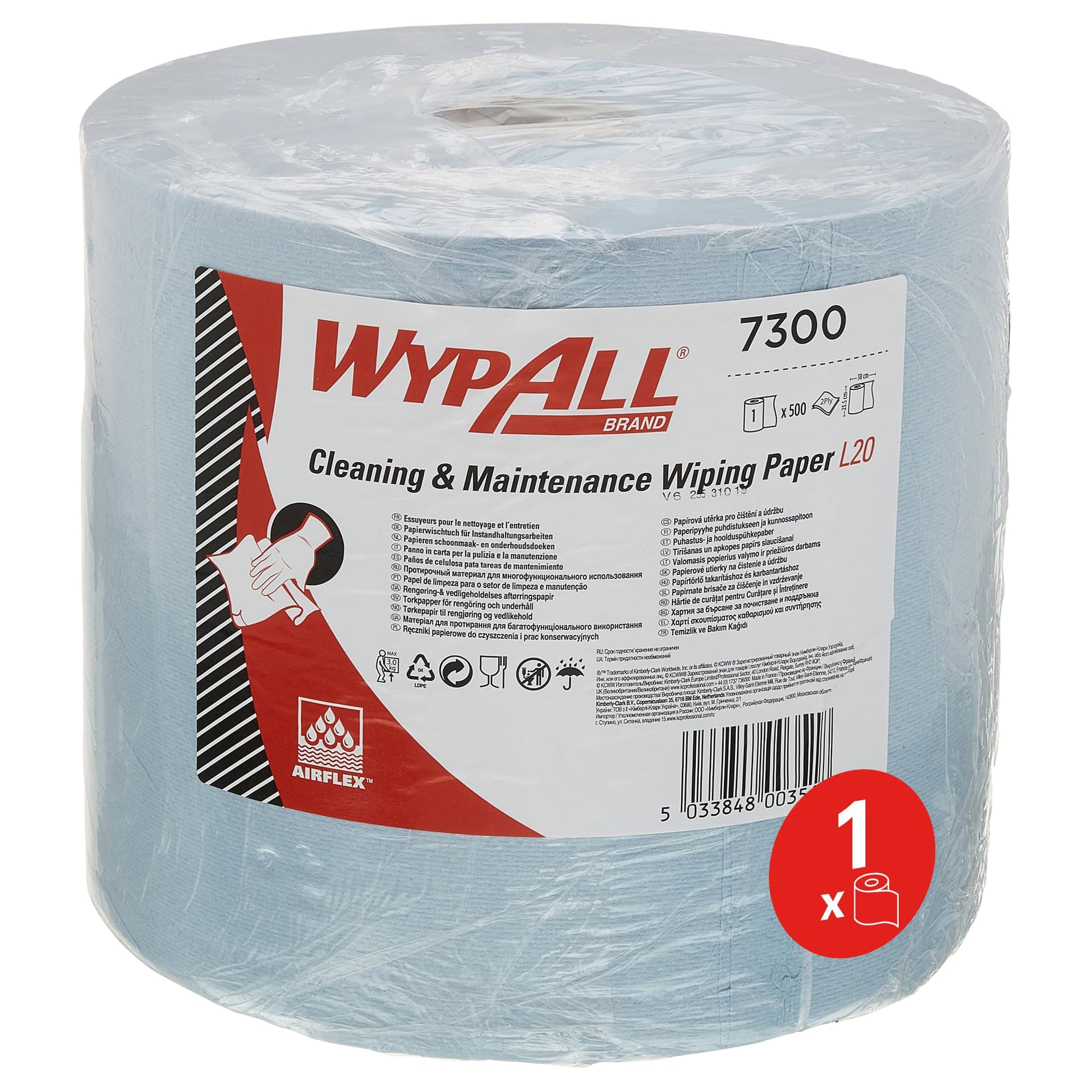 Poetspapier WypAll L20 GeneralClean 2-laags 500 vel blauw 7300