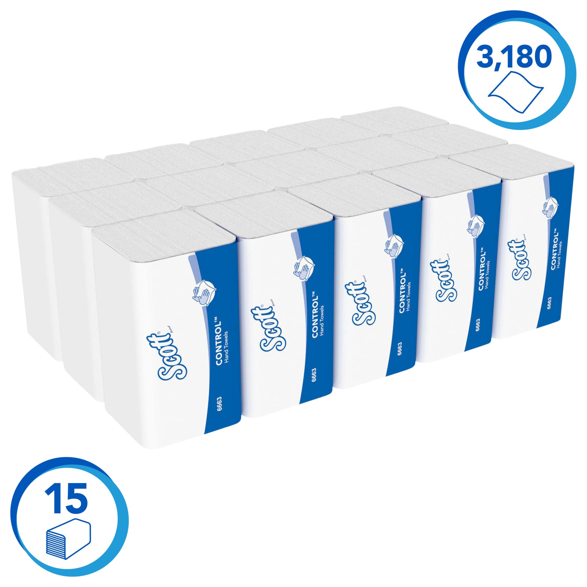 Handdoek Scott Control i-vouw 1-laags 215x315mm 15x212 vel wit 6663 2