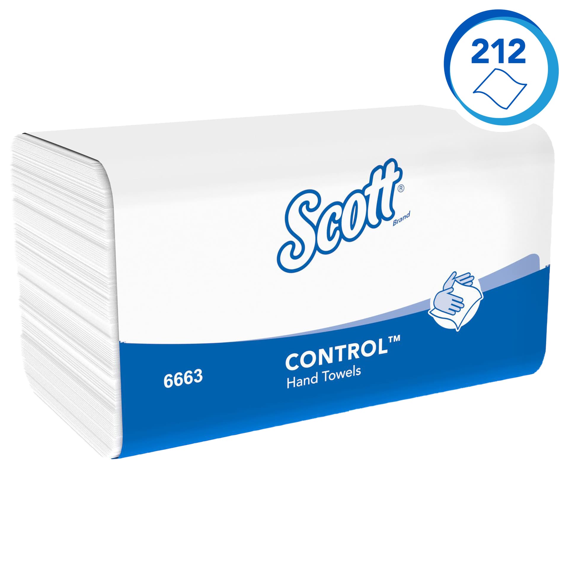 Handdoek Scott Control i-vouw 1-laags 215x315mm 15x212 vel wit 6663 3