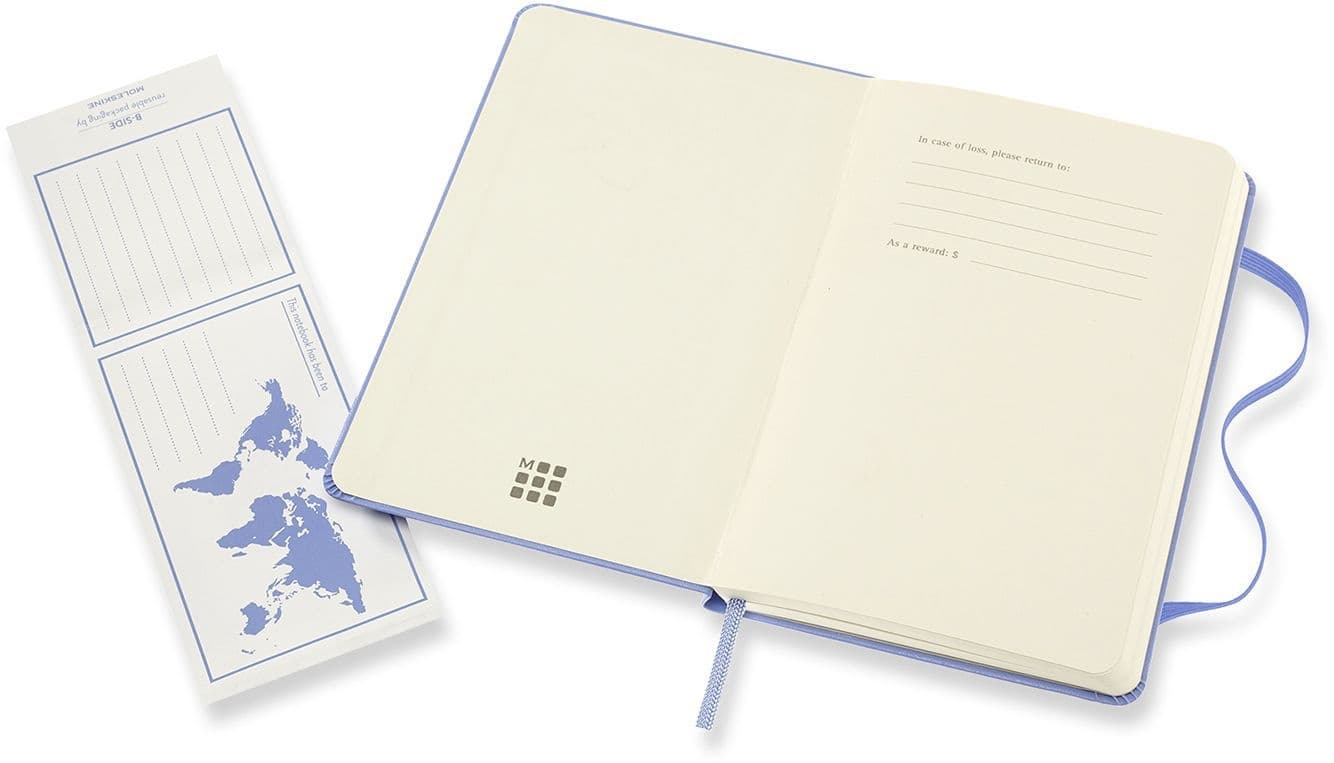 Notitieboek Moleskine pocket 90x140mm blanco hard cover hydrangea blue 5