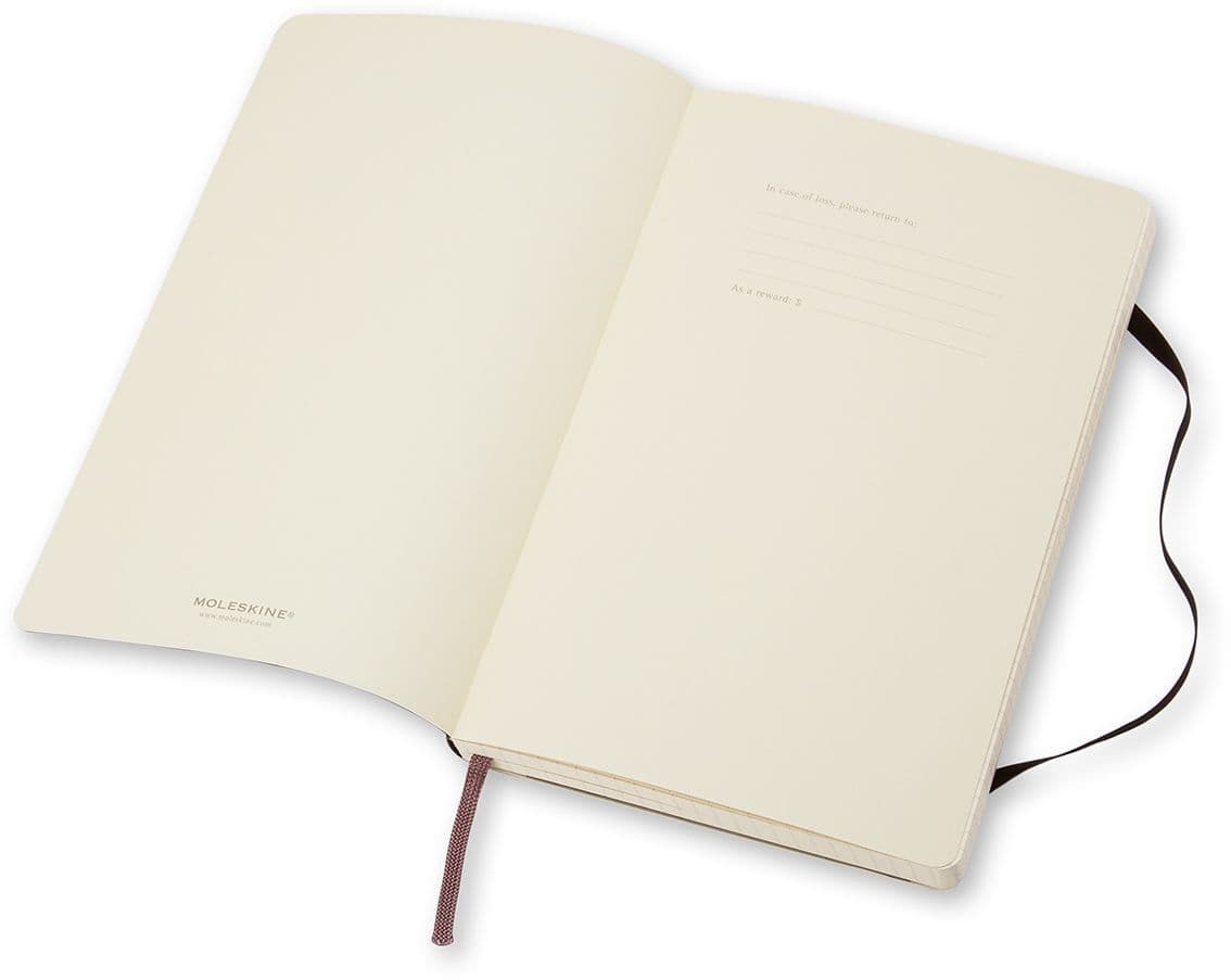 Notitieboek Moleskine large 130x210mm ruit 5x5mm soft cover zwart 5