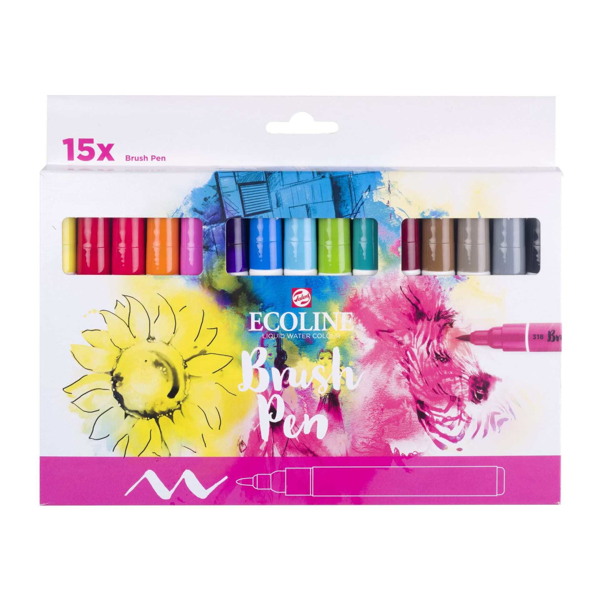 Brushpen Talens Ecoline set à 15 stuks assorti 3