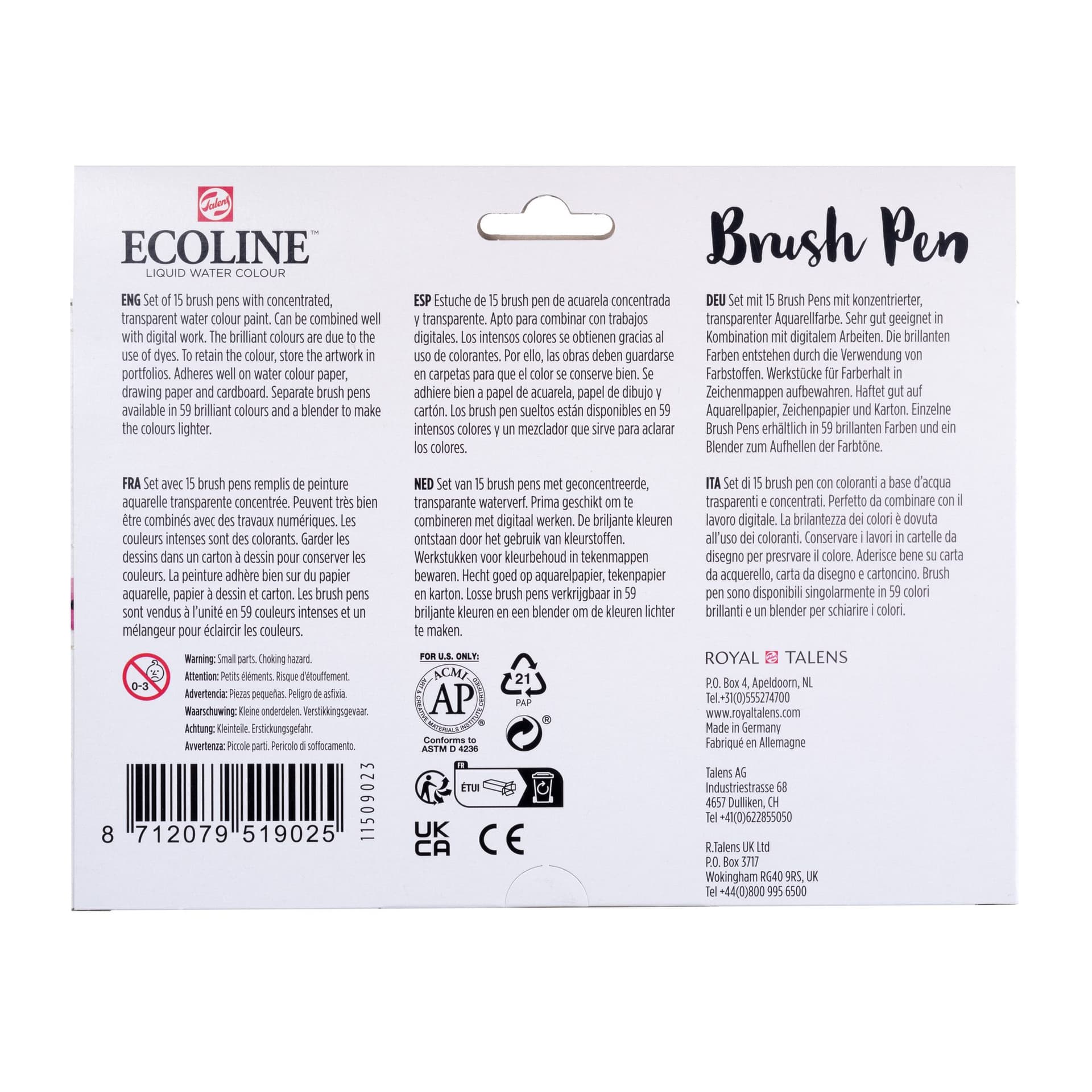 Brushpen Talens Ecoline set à 15 stuks assorti 4