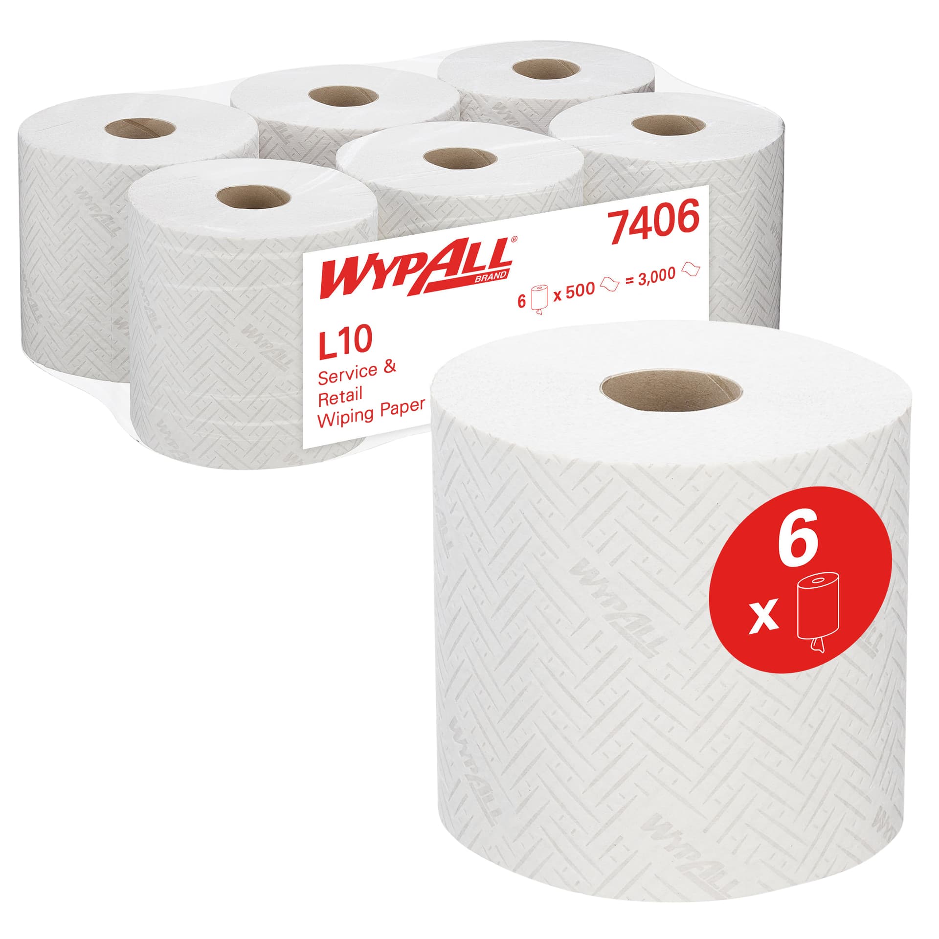 Poetspapier WypAll L10 GeneralClean 1-laags 500 vel wit 7406