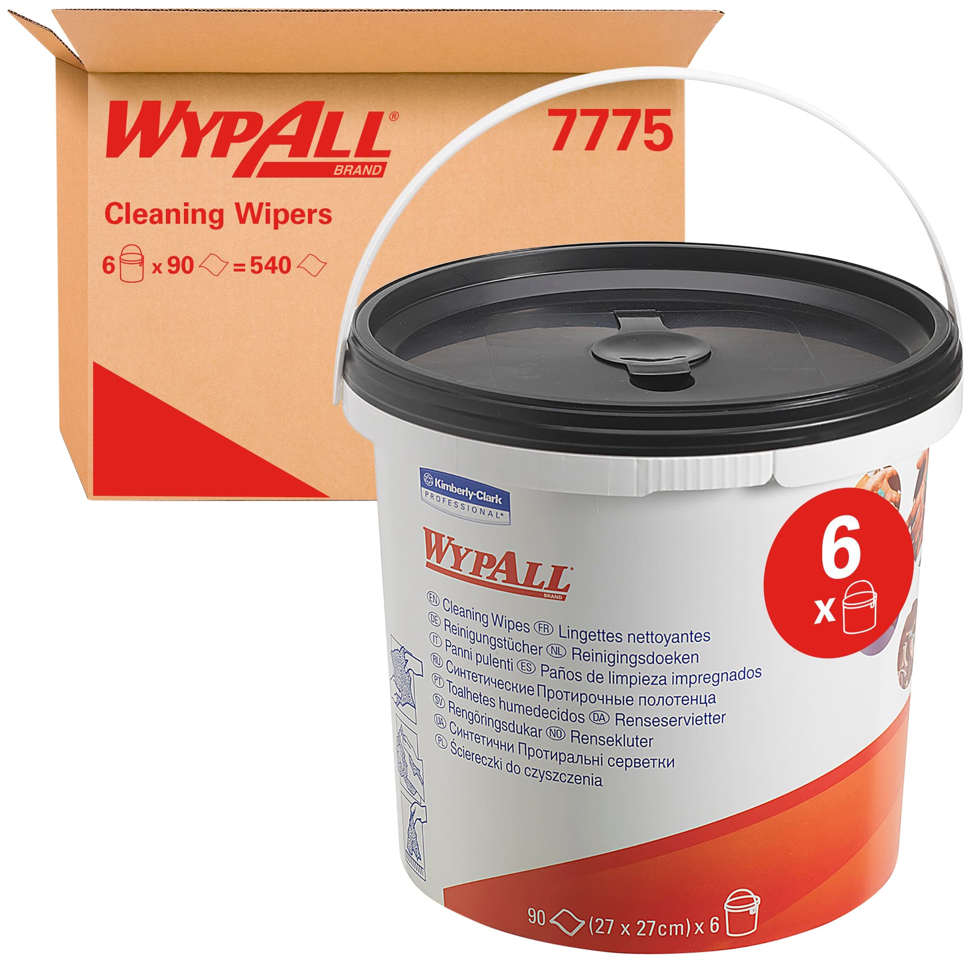 Reinigingsdoek WypAll PowerClean emmer 1-laags 6x90 vel groen 7775