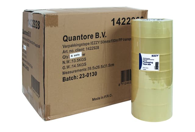 Verpakkingstape IEZZY PP 50mmx150m (Jumbo) transparant 6 rollen 2