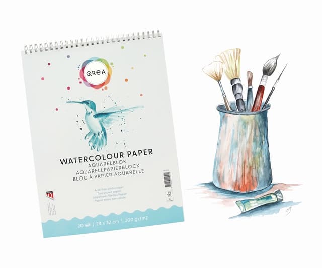 Aquarelblok Qrea 24x32 20 vel 200gr spiraal 4