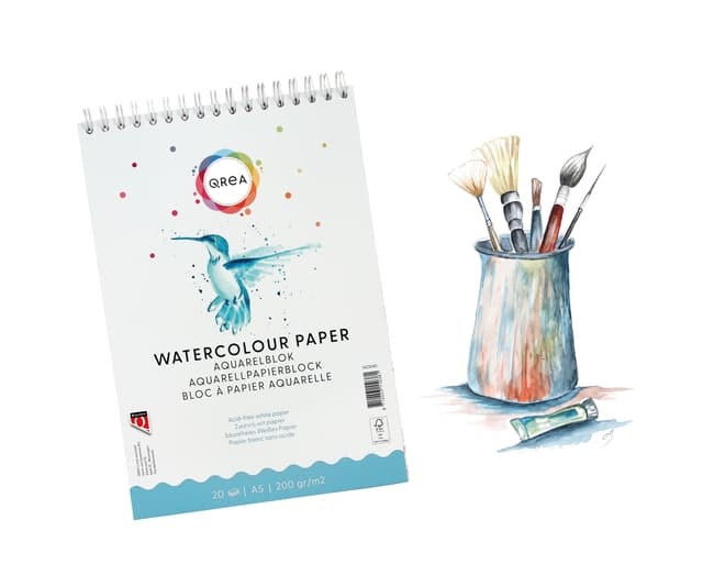 Aquarelblok Qrea A5 20 vel 200gr spiraal 4