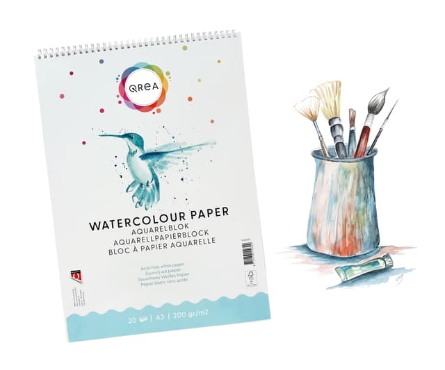 Aquarelblok Qrea A3 20 vel 200gr spiraal 4