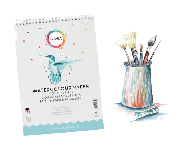 Aquarelblok Qrea A4 20 vel 200gr spiraal 4