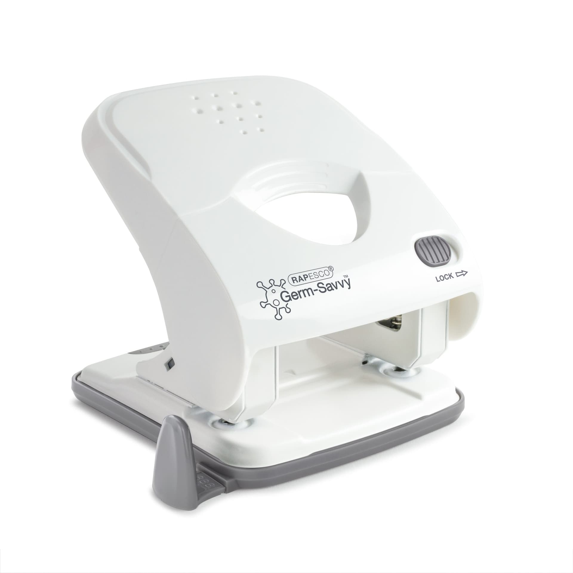 Perforator Rapesco Germ-Savvy Less Effort Eco X5-40ps antibacterieel 2-gaats wit