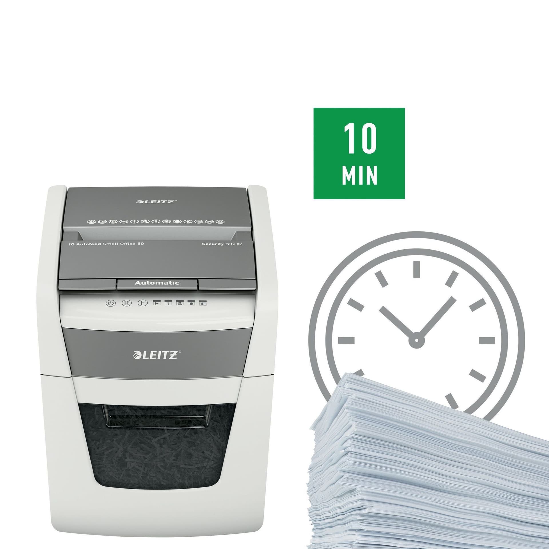 Papiervernietiger Leitz IQ Auto+ Small Office 50X P4 snippers 4x28mm 9