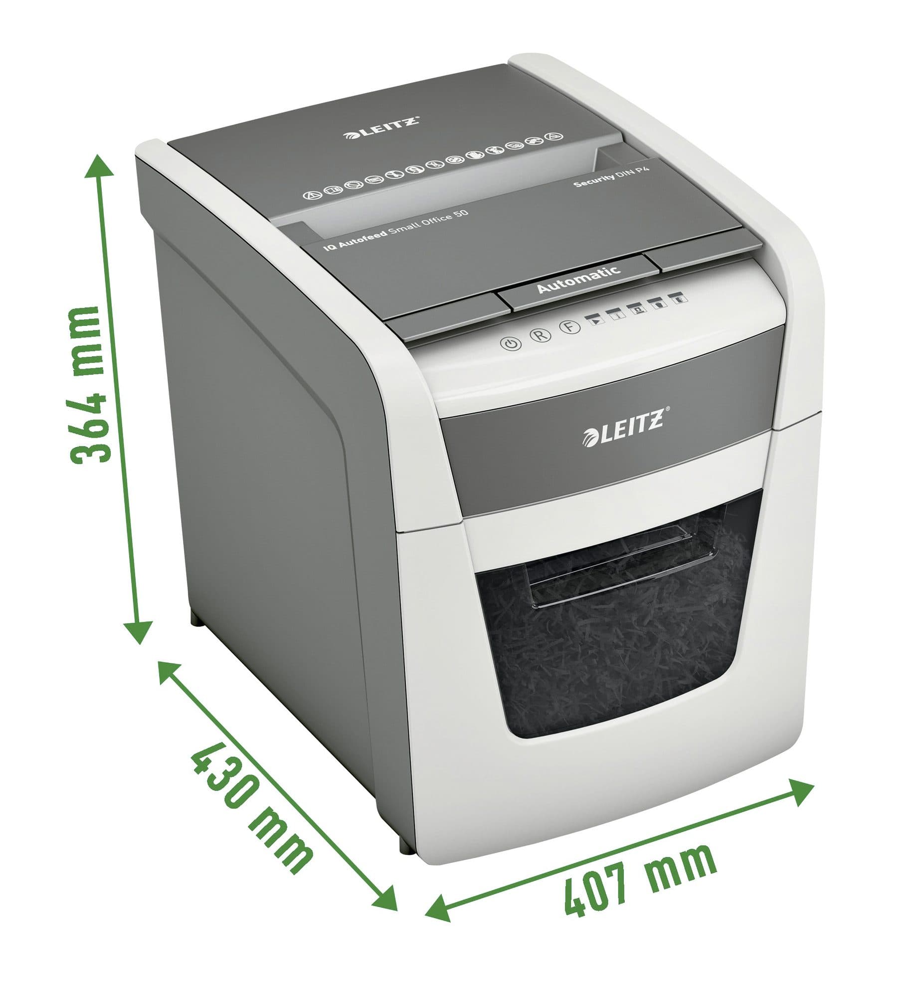 Papiervernietiger Leitz IQ Auto+ Small Office 50X P4 snippers 4x28mm 4
