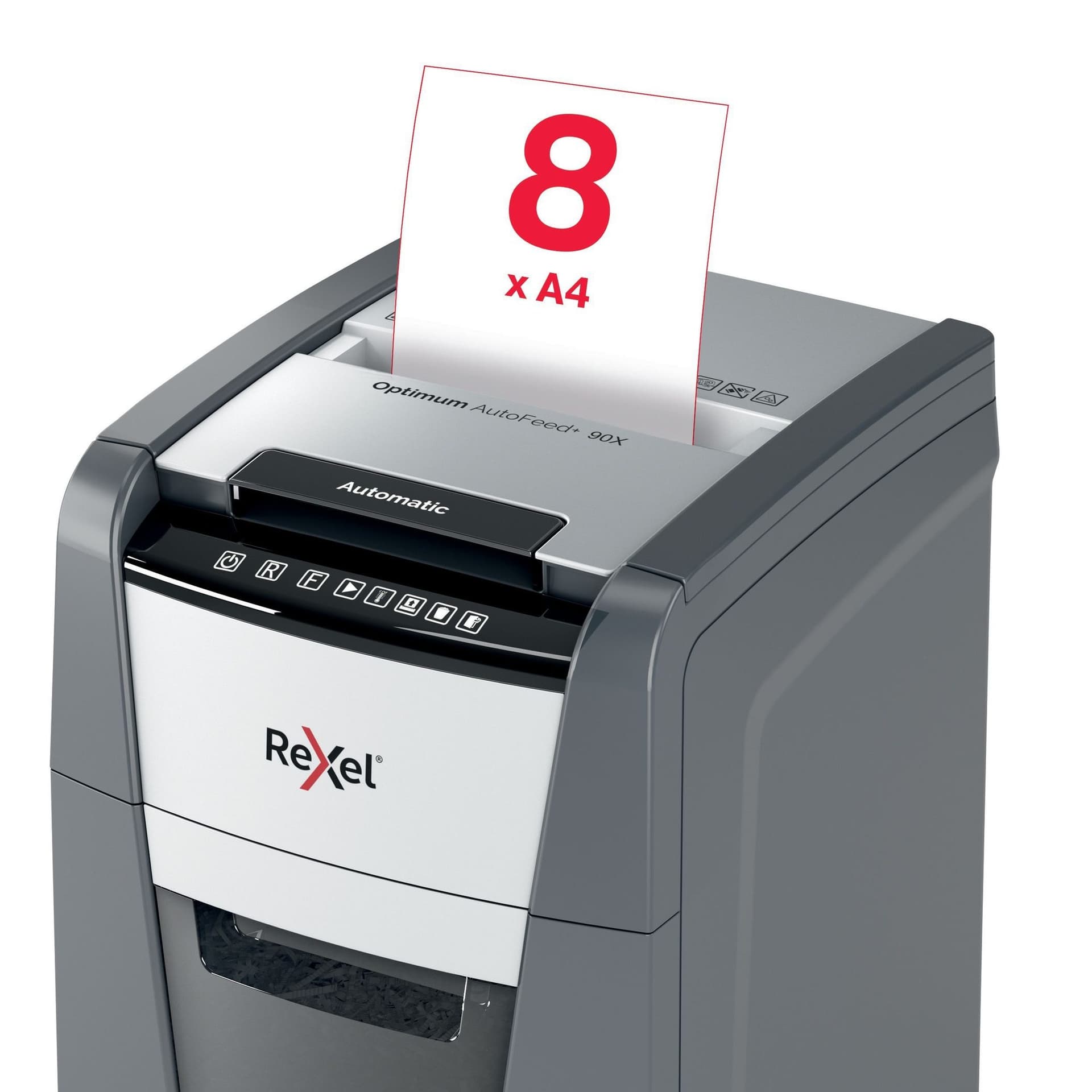 Papiervernietiger Rexel Optimum Auto+ 90X snippers 4x28mm 10