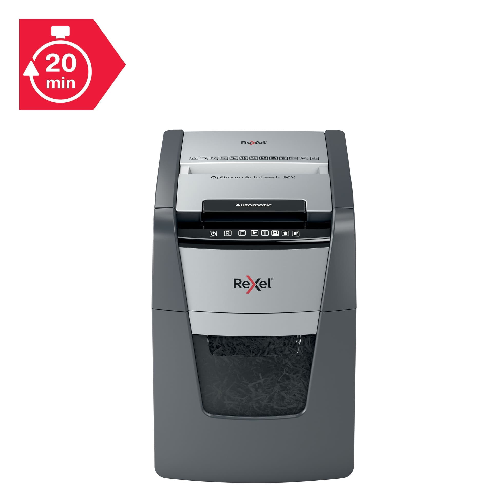 Papiervernietiger Rexel Optimum Auto+ 90X snippers 4x28mm 11