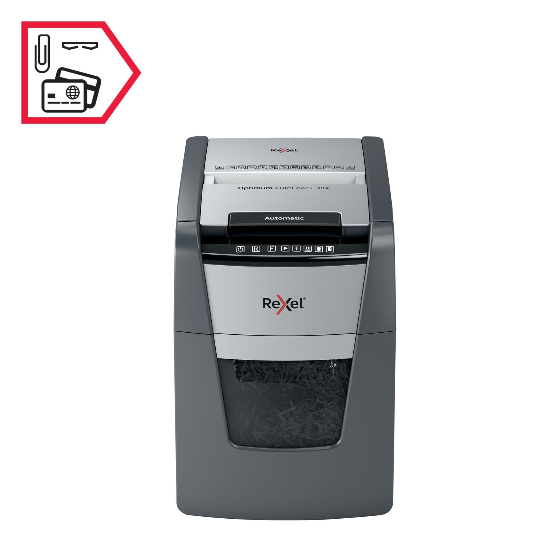 Papiervernietiger Rexel Optimum Auto+ 90X snippers 4x28mm 7