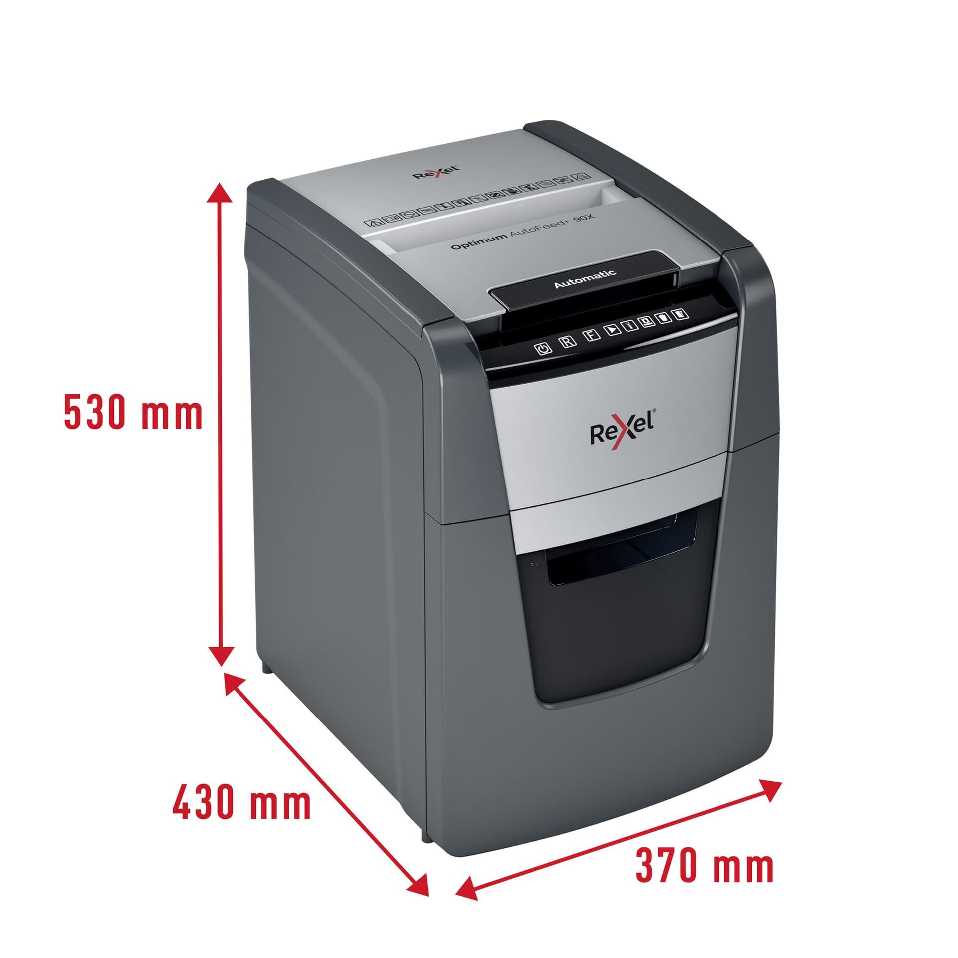 Papiervernietiger Rexel Optimum Auto+ 90X snippers 4x28mm 4