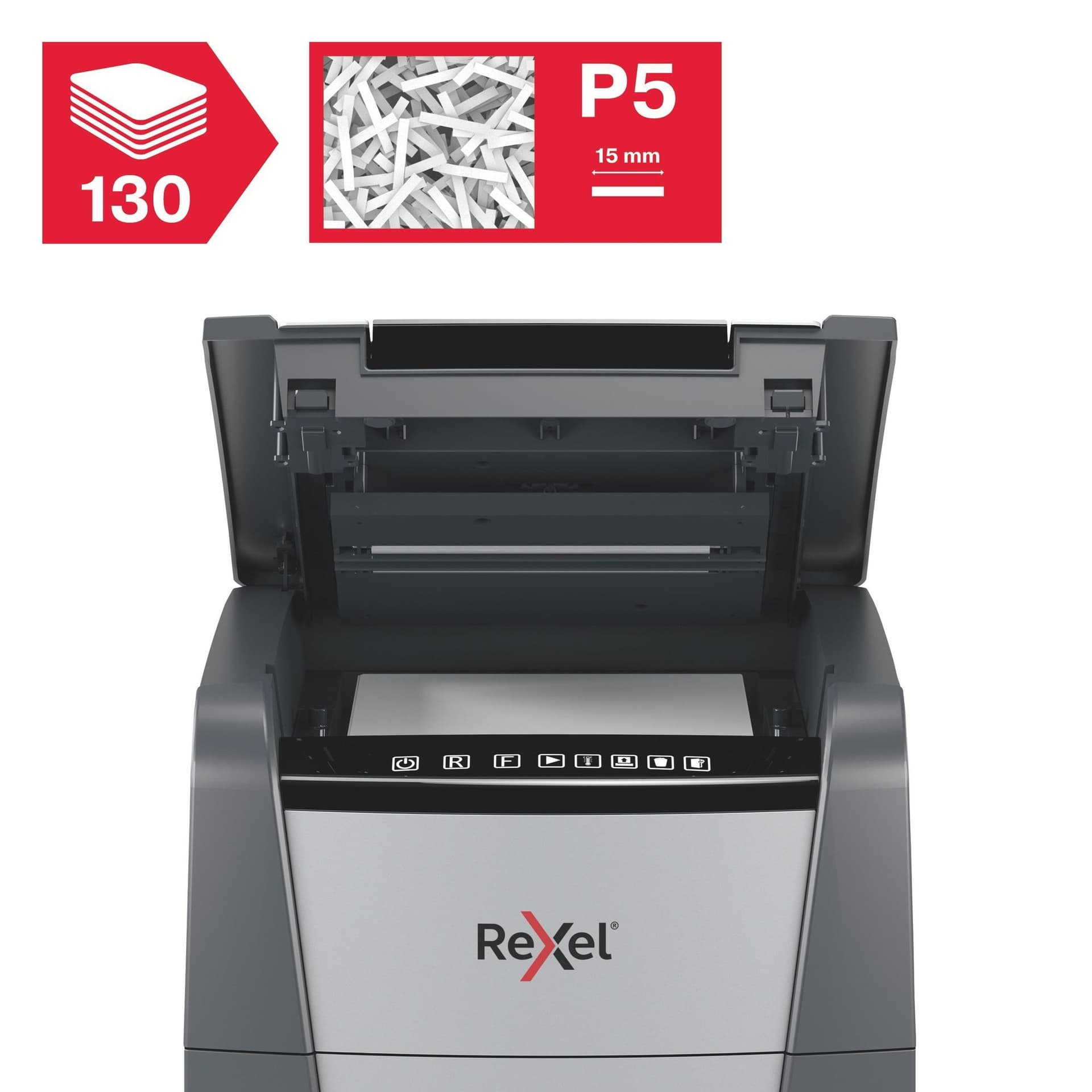 Papiervernietiger Rexel Optimum Auto+ 130M snippers 2x15mm 7