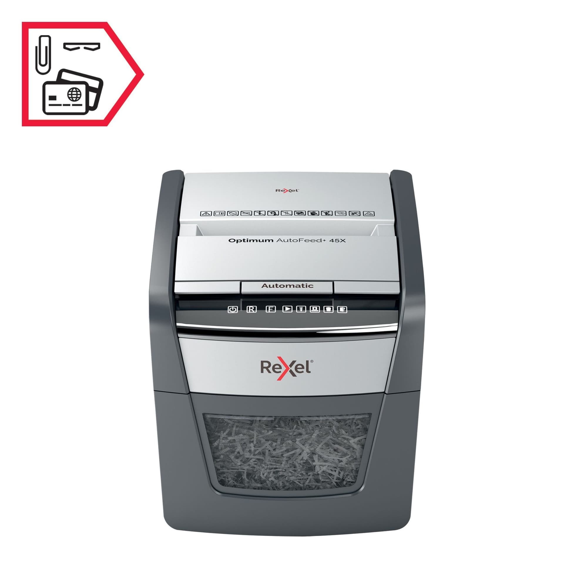 Papiervernietiger Rexel Optimum Auto+ 45X snippers 4x28mm 7
