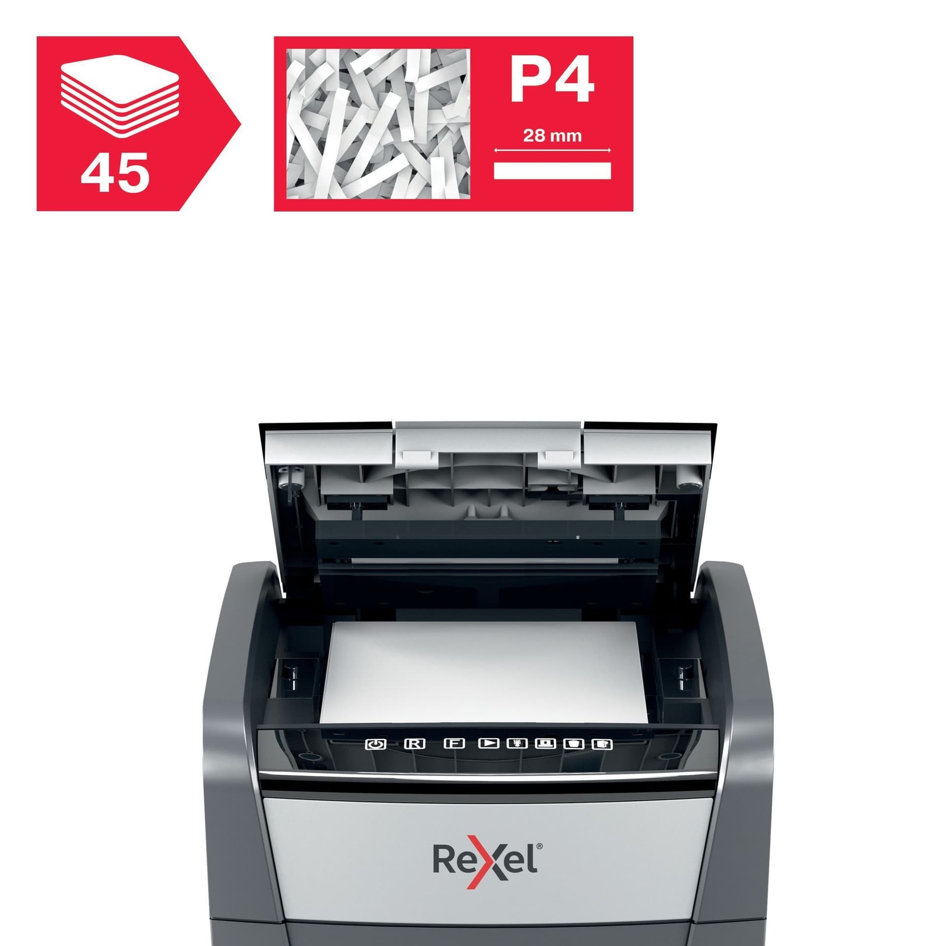 Papiervernietiger Rexel Optimum Auto+ 45X snippers 4x28mm 8