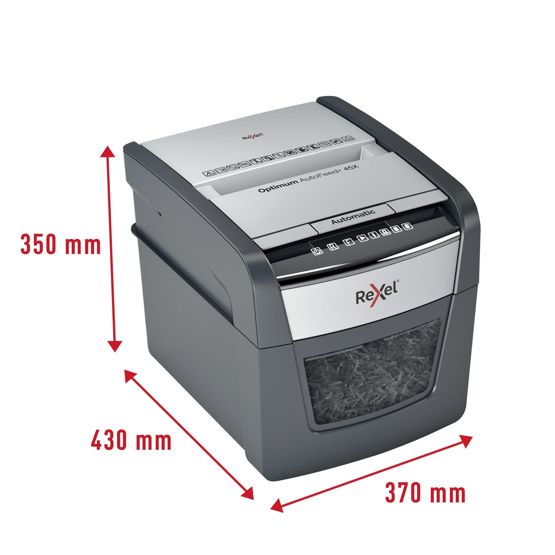 Papiervernietiger Rexel Optimum Auto+ 45X snippers 4x28mm 4