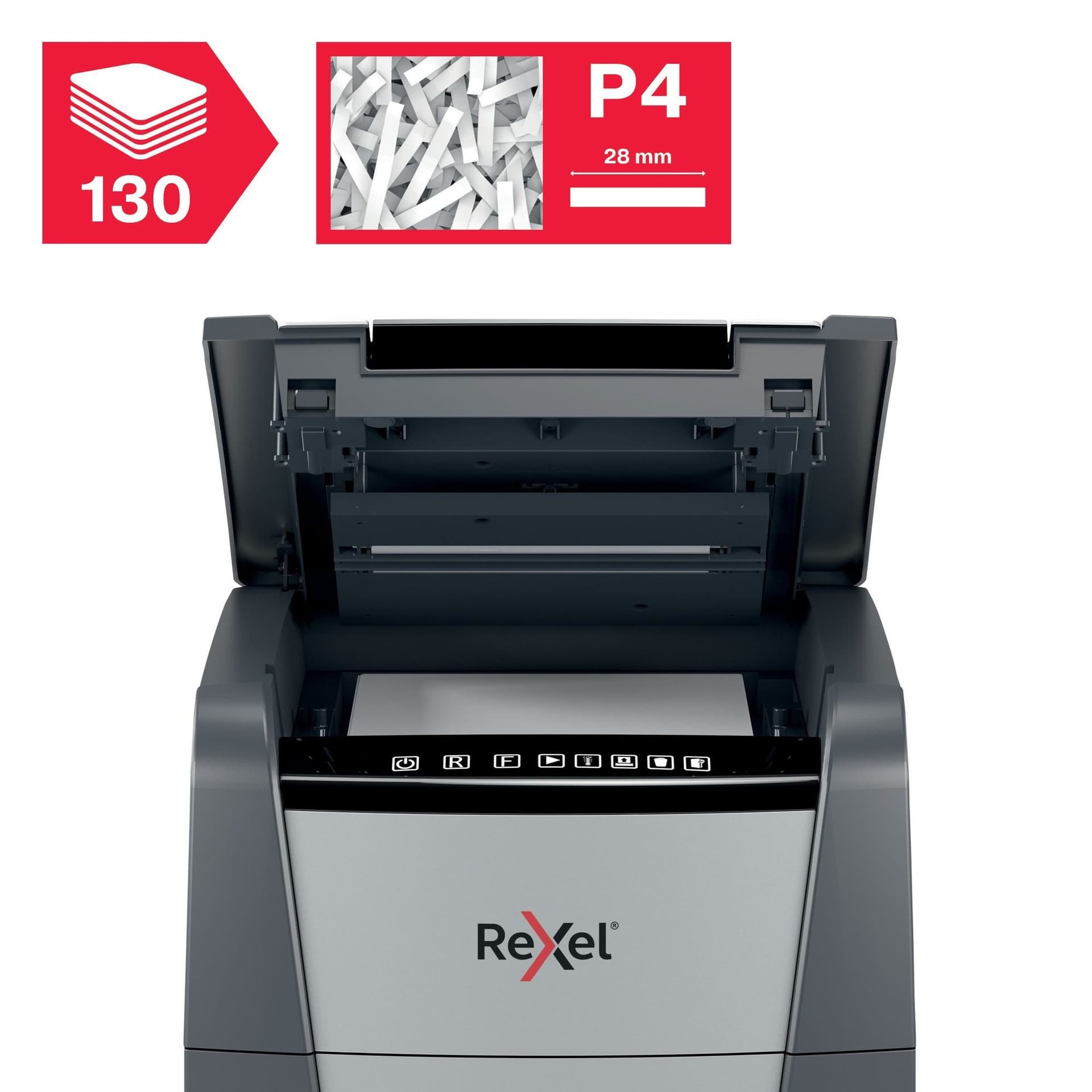 Papiervernietiger Rexel Optimum Auto+ 130X P4 snippers 4x28mm 7