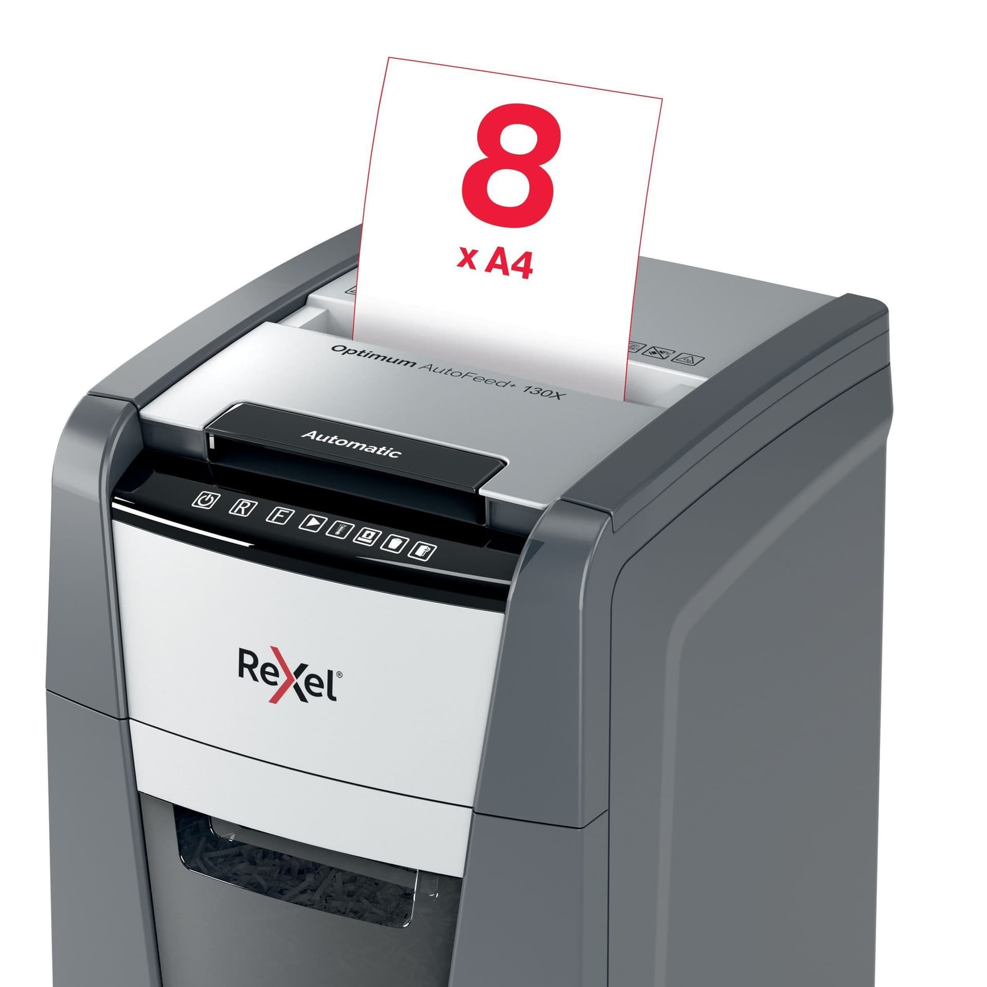 Papiervernietiger Rexel Optimum Auto+ 130X P4 snippers 4x28mm 8