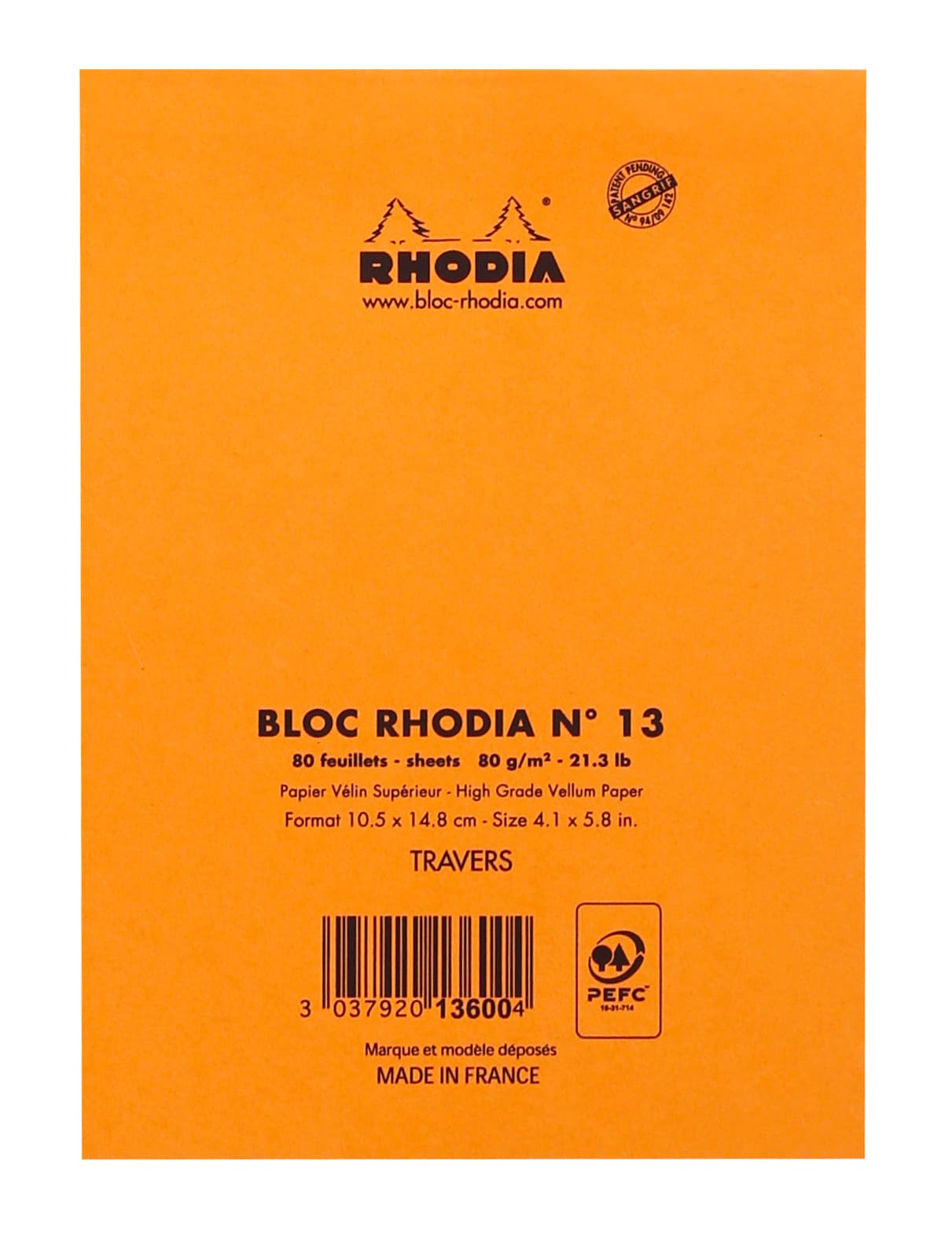 Schrijfblok Rhodia A6 lijn 80 vel 80gr oranje 3