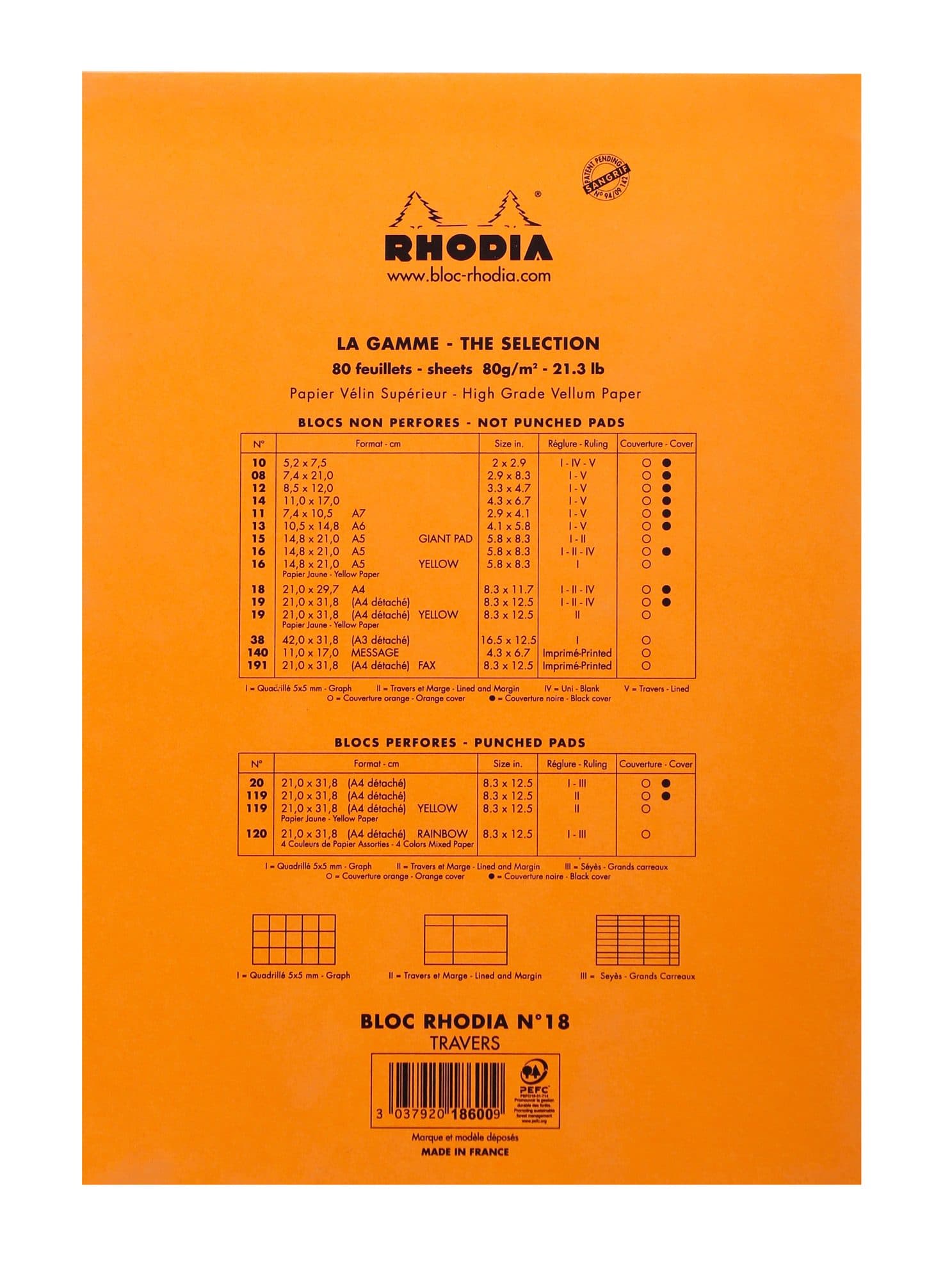 Schrijfblok Rhodia A4 lijn 80 vel 80gr oranje 3