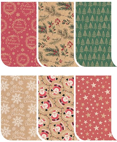 Inpakpapier Kerst kraft 200x70cm assorti 2
