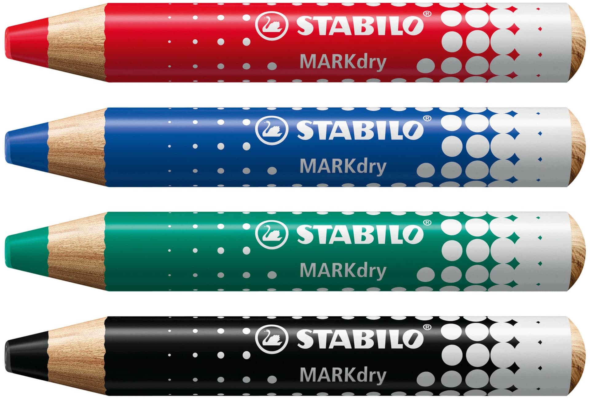 Whiteboardpotlood STABILO MARKdry 648/4 + slijper-microvezel ass 4st 2