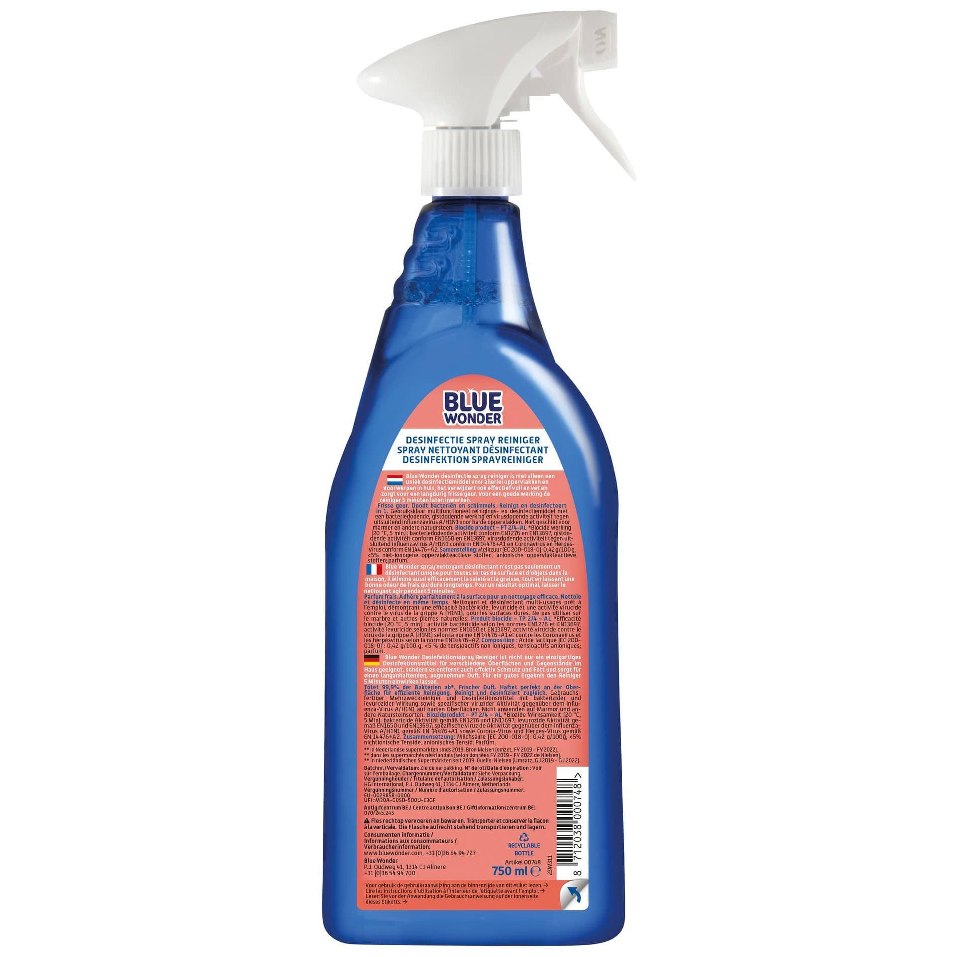 Desinfectiereinigerspray Blue Wonder 750ml 2
