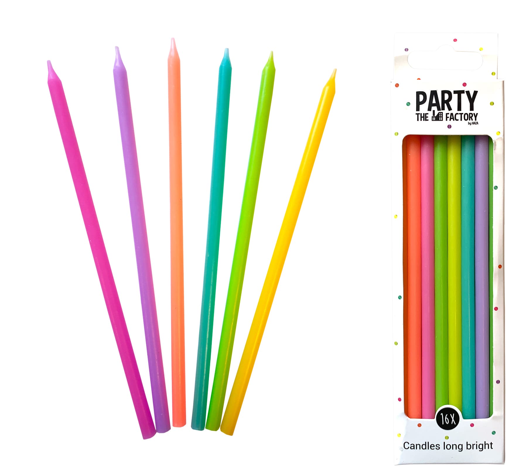 Kaarsjes Haza long bright 15cm 16 stuks assorti 2