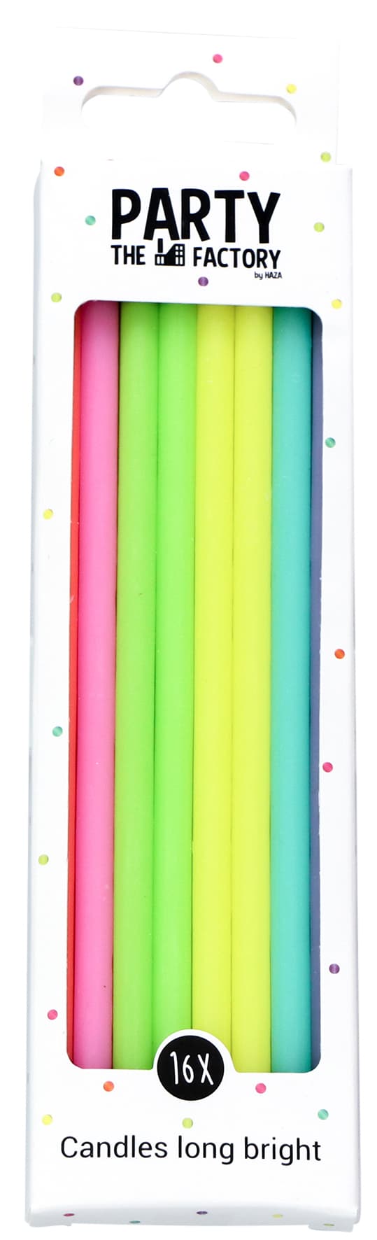 Kaarsjes Haza long bright 15cm 16 stuks assorti 3