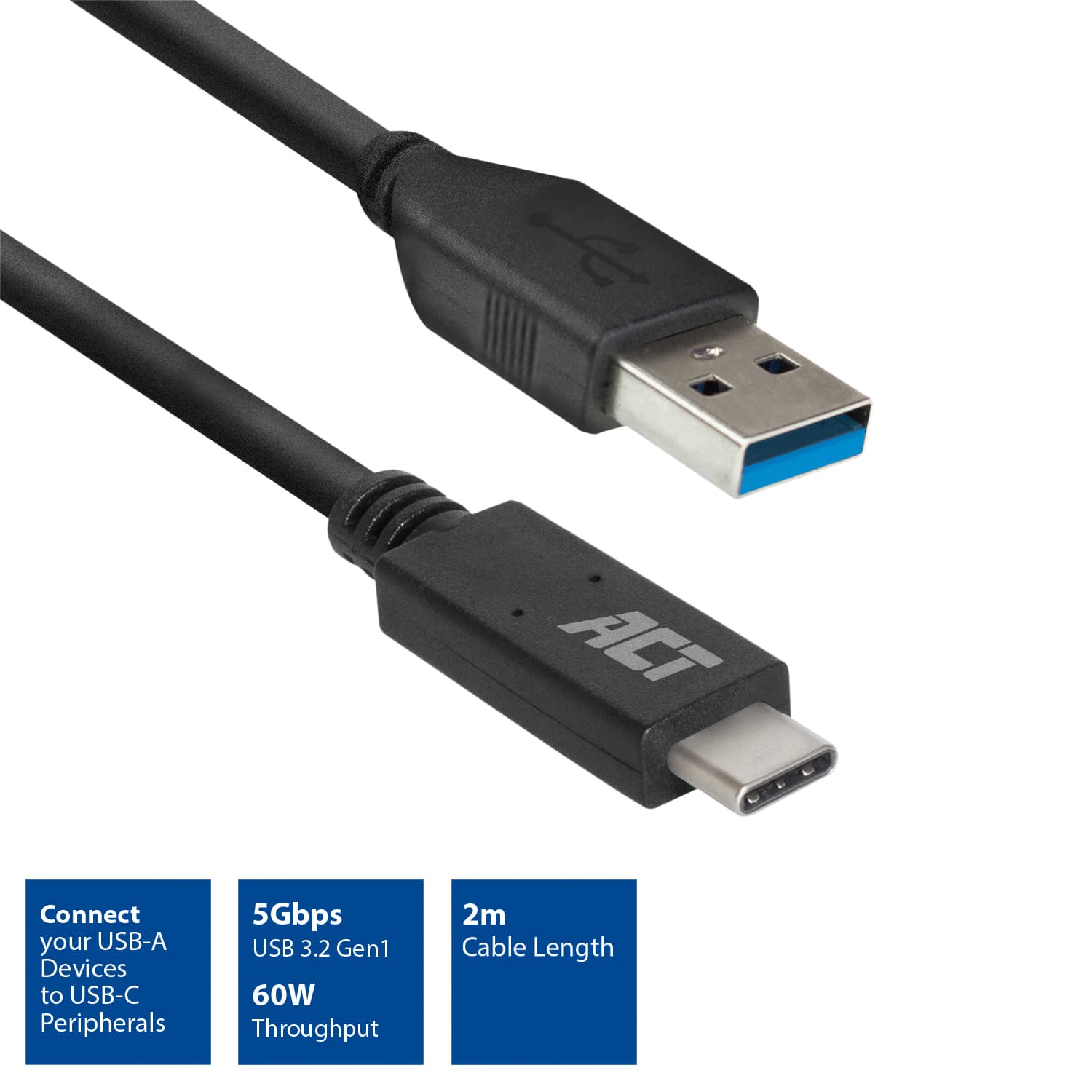 Kabel ACT USB A 3.2 naar USB-C 2 meter 3
